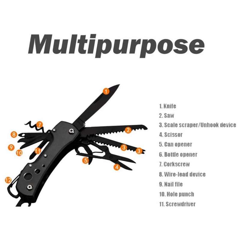 Lifespace Camping Fishing Multi Tool Pocketknife with Scissors