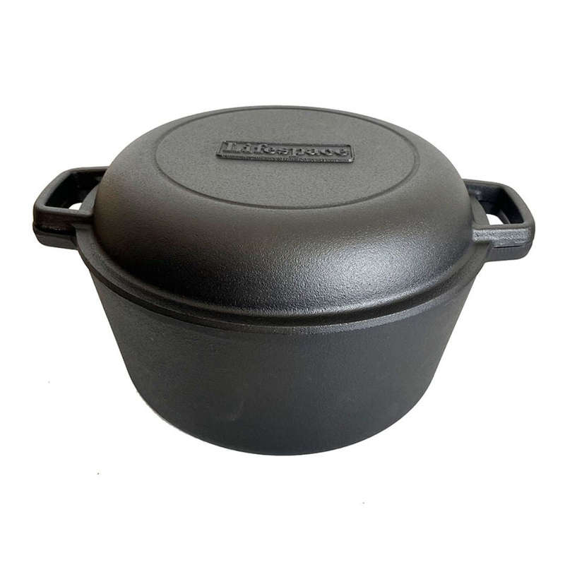 Lifespace Cast Iron Double Dutch Oven Pot 26cm