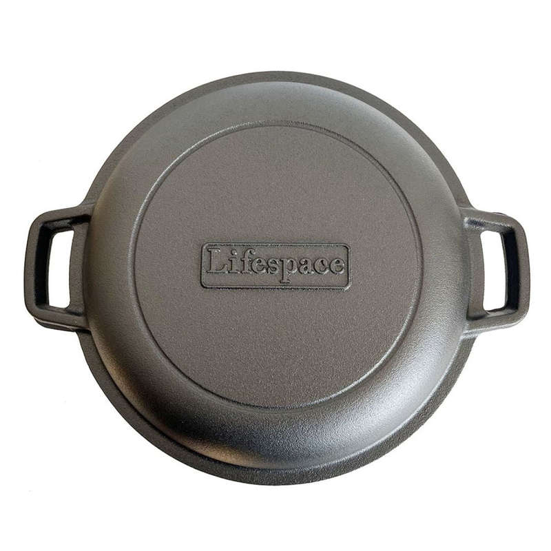 Lifespace Cast Iron Double Dutch Oven Pot 26cm
