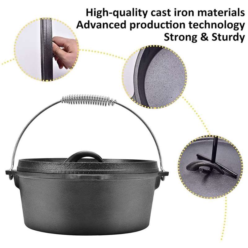 Lifespace Cast Iron Dutch Oven Bread Pot 24,5cm