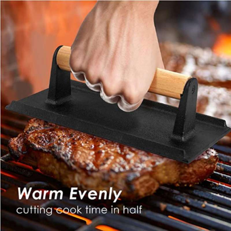 Lifespace Cast Iron Meat / Bacon Press - Rectangle