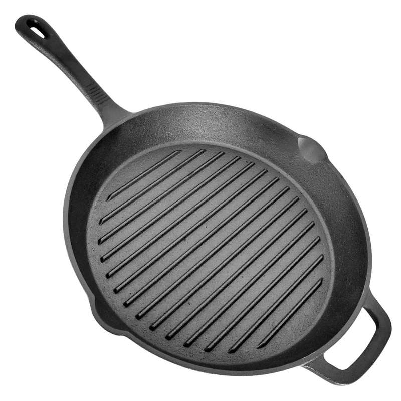 Lifespace Cast Iron Round Griddle Skillet Pan 28cm