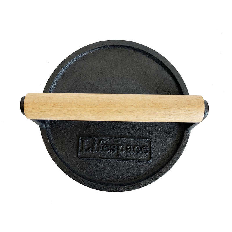 Lifespace Cast Iron Smash Burger Press - Round