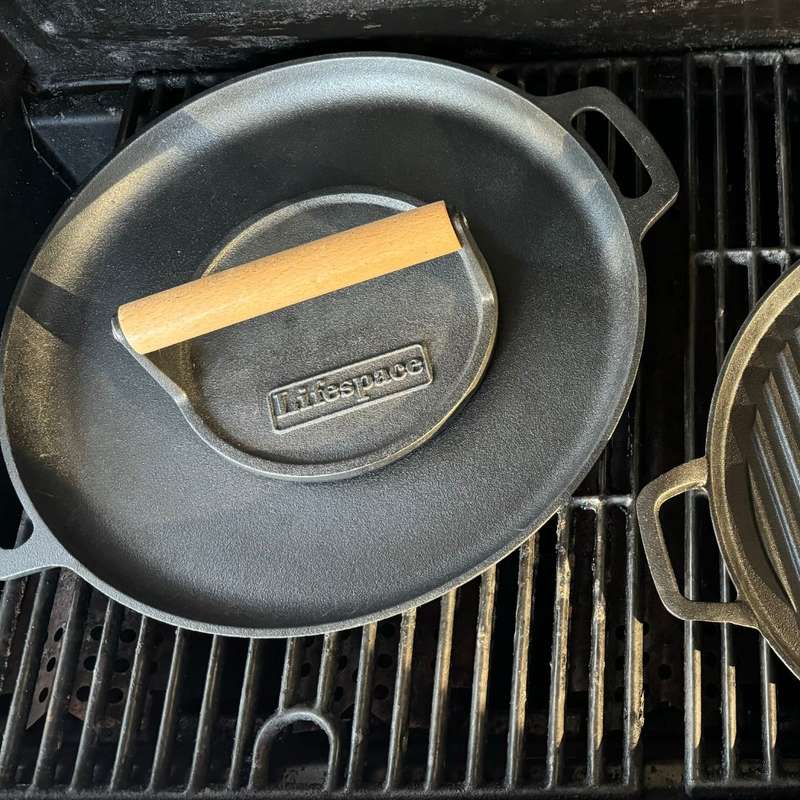 Lifespace Cast Iron Smash Burger Press - Round