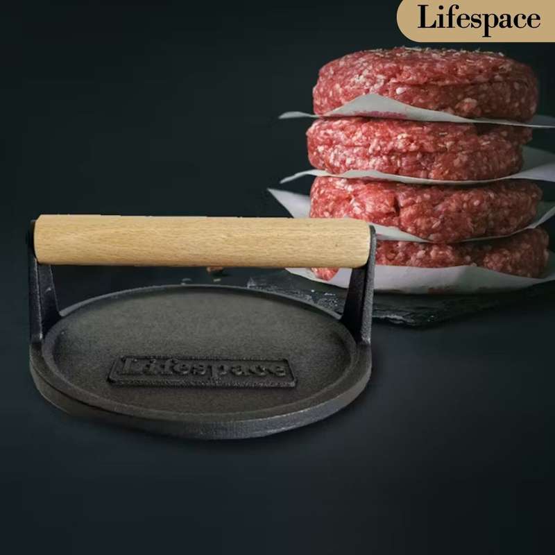 Lifespace Cast Iron Smash Burger Press - Round