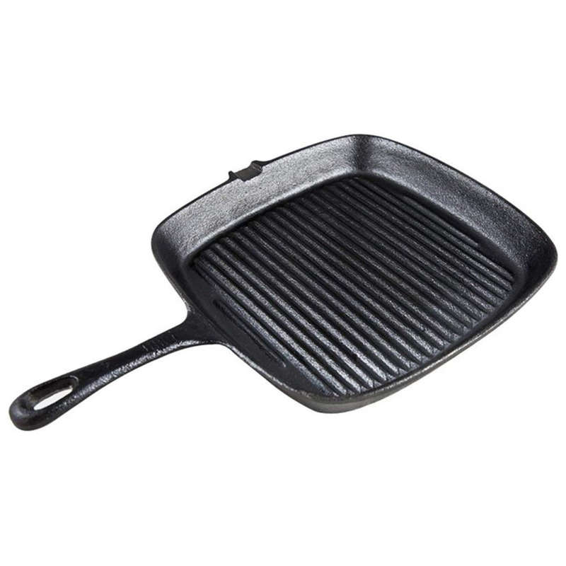 Lifespace Cast Iron Square Griddle Pan 24cm