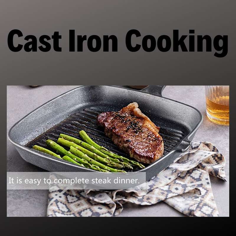 Lifespace Cast Iron Square Griddle Pan 24cm