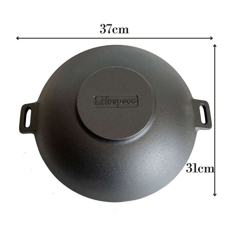 Lifespace Cast Iron Wok - 31cm x 31cm