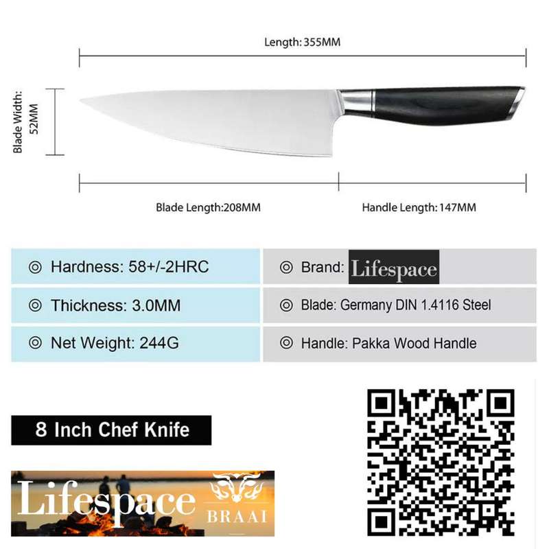 Lifespace Classic Japanese Chef Knife Set in a Gift Box - Petty, Santoku & Chef