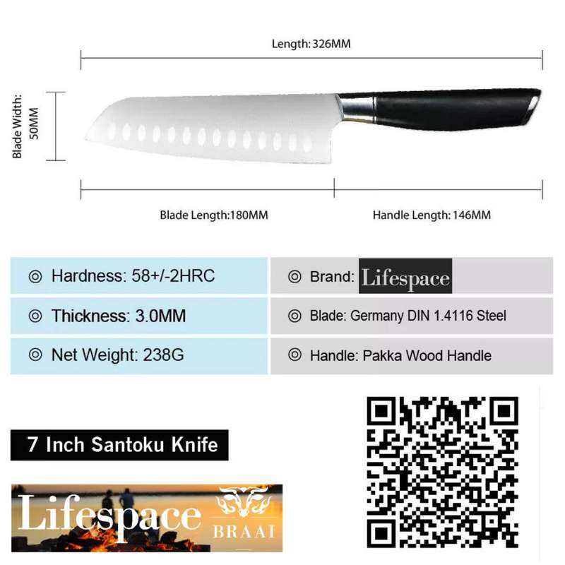 Lifespace Classic Japanese Chef Knife Set in a Gift Box - Petty, Santoku & Chef