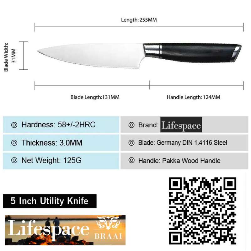 Lifespace Classic Japanese Chef Knife Set in a Gift Box - Petty, Santoku & Chef