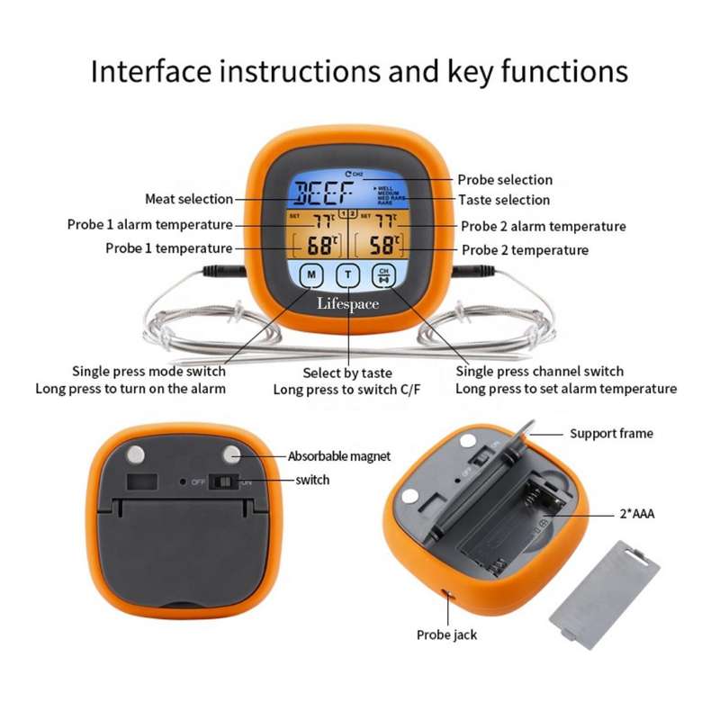 Lifespace Dual Probe Touch Screen Thermometer