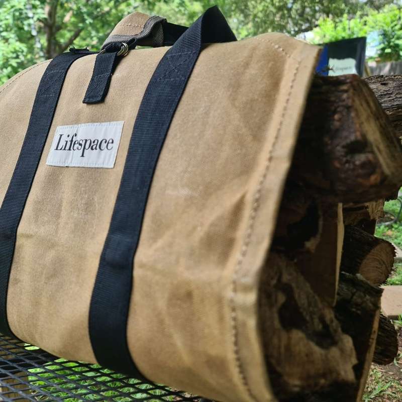 Lifespace Heavy Duty Canvas Firewood Log Carrier Bag with Handles