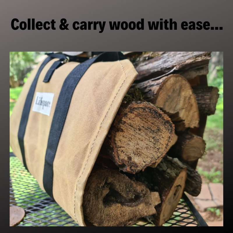 Lifespace Heavy Duty Canvas Firewood Log Carrier Bag with Handles
