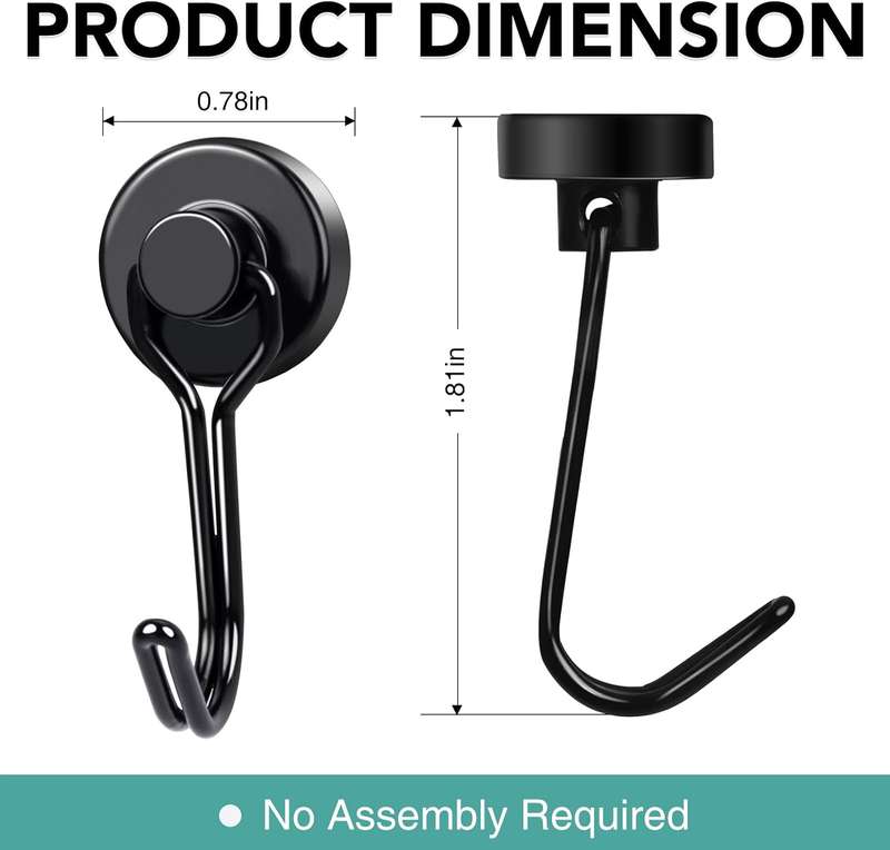 Lifespace Heavy Duty Magnetic Utility Hooks - 4 pack
