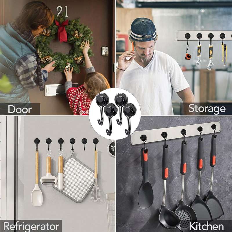 Lifespace Heavy Duty Magnetic Utility Hooks - 4 pack