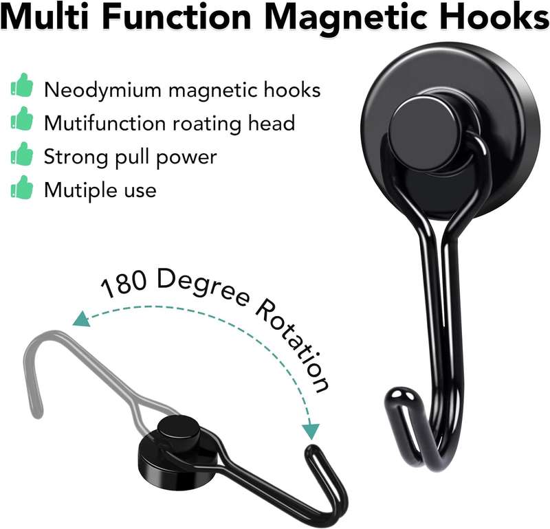 Lifespace Heavy Duty Magnetic Utility Hooks - 4 pack