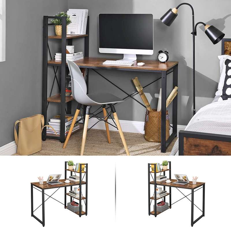 Lifespace Home Office Industrial Computer Desk with Bookshelf