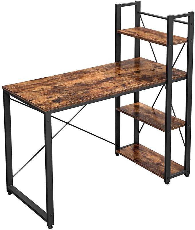 Lifespace Home Office Industrial Computer Desk with Bookshelf