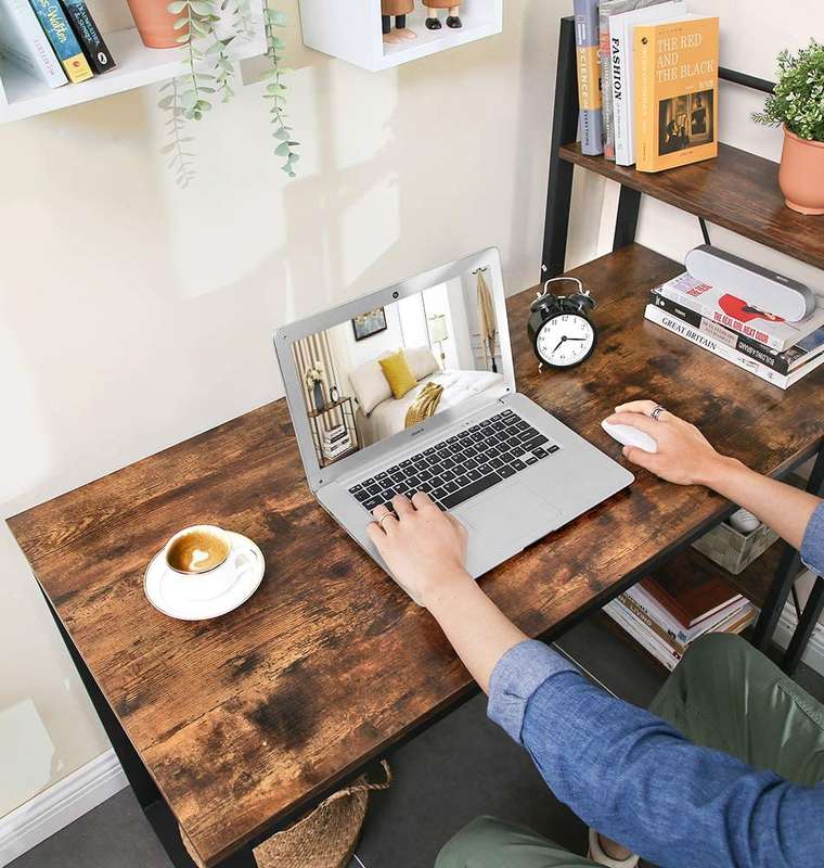 Lifespace Home Office Industrial Computer Desk with Bookshelf