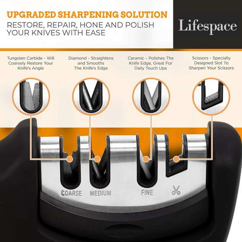 Lifespace Knife Sharpener with Cut Resistant Safety Glove