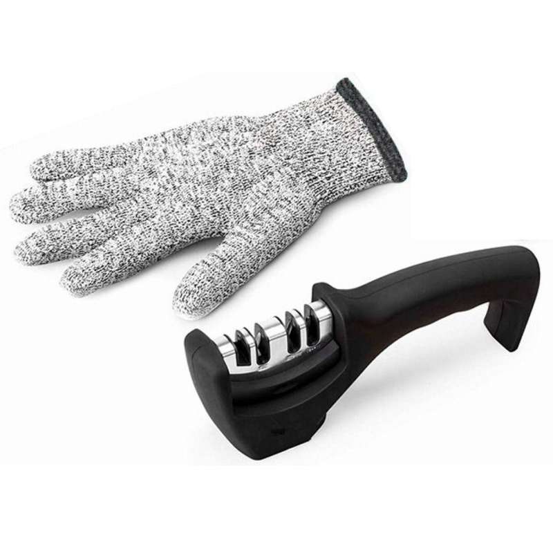 Lifespace Knife Sharpener with Cut Resistant Safety Glove