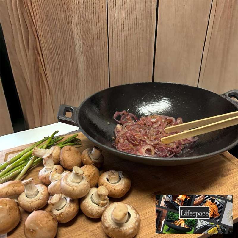 Lifespace Cast Iron Wok - 31cm x 31cm
