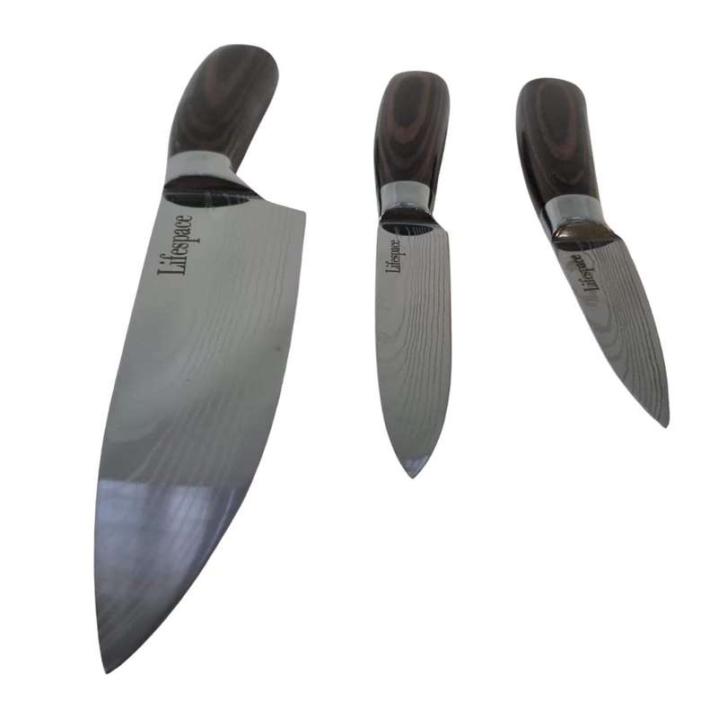 Lifespace Laser Engraved 5CR15 3pce Kitchen Utility Knife Set in a Gift Box! GREAT DEAL