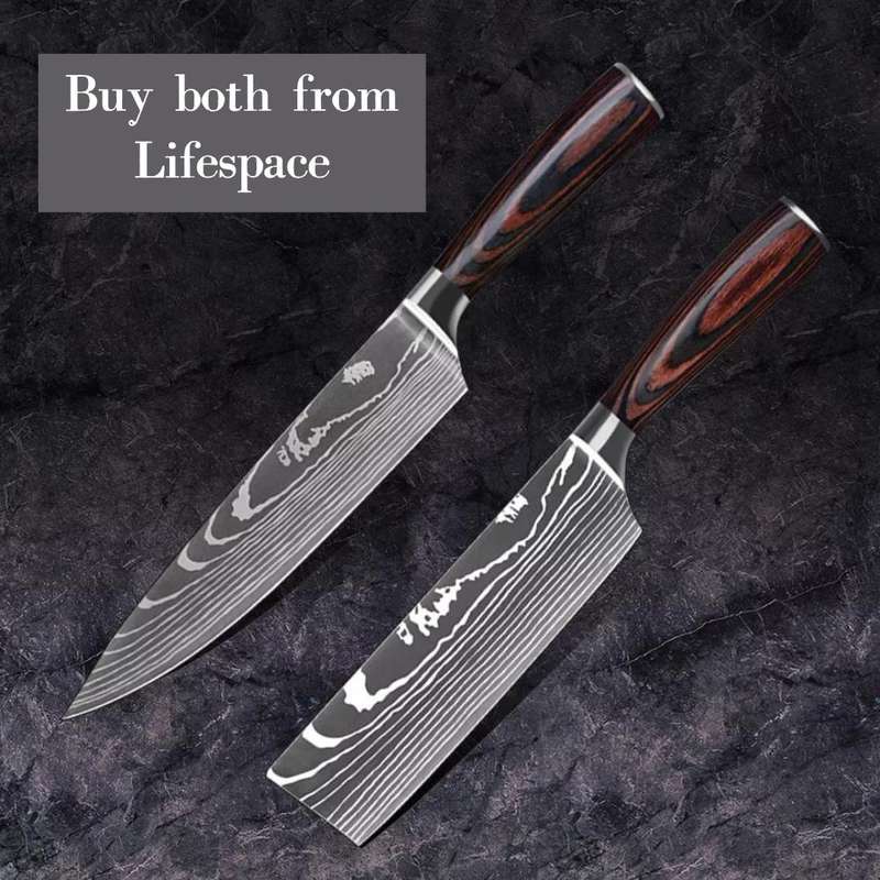 Lifespace Laser Engraved 5CR15 Kitchen Chef Knife in a Gift Box