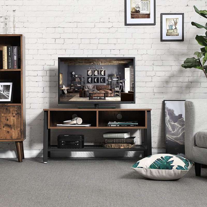 Lifespace Living Room Industrial Style Brown Wood Metal TV Stand Cabinet