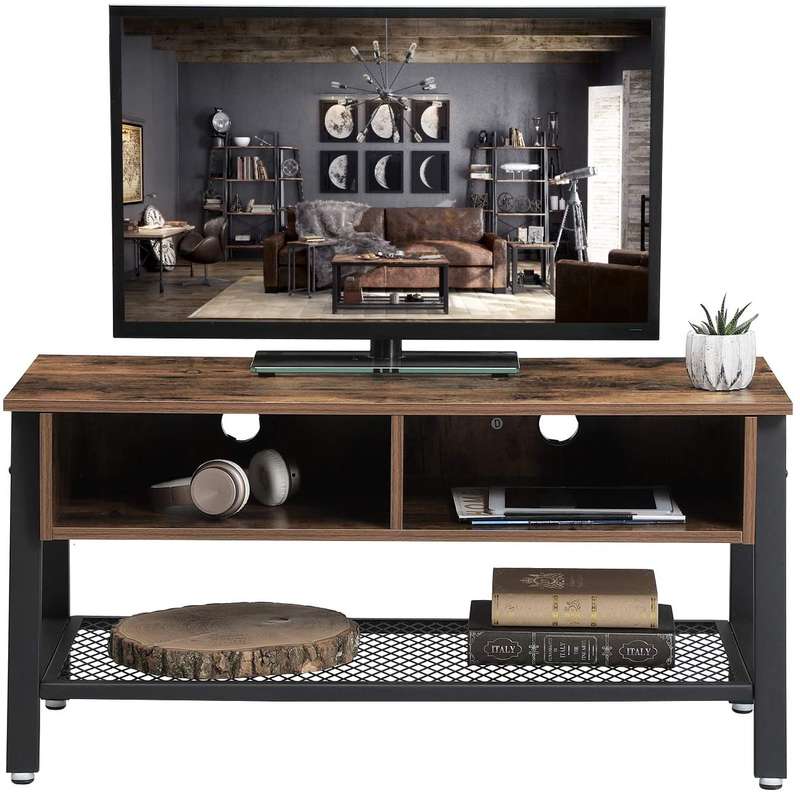 Lifespace Living Room Industrial Style Brown Wood Metal TV Stand Cabinet