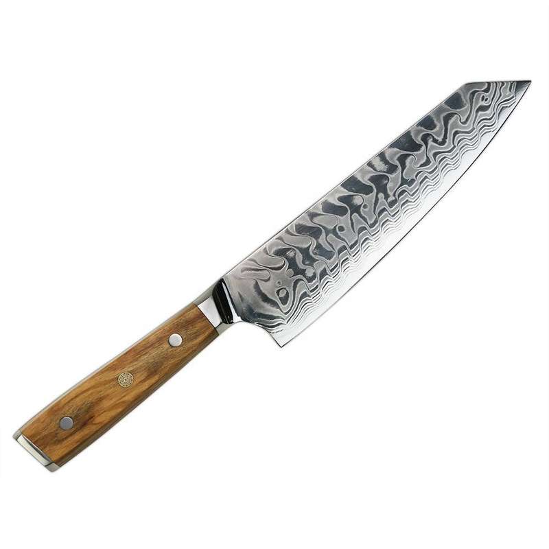 Lifespace Luxury 8" Kiristuke Olive Wood Full Tang Damascus Knife