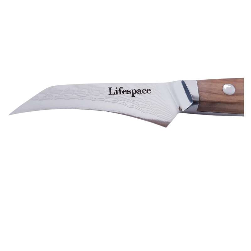 Lifespace Luxury Damascus 3.5" Olive Wood Handle Paring Knife