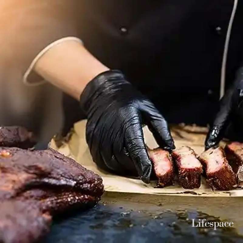 Lifespace Nitrile BBQ Gloves with Cotton Inner