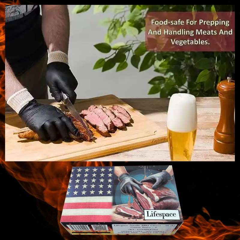 Lifespace Nitrile BBQ Gloves with Cotton Inner
