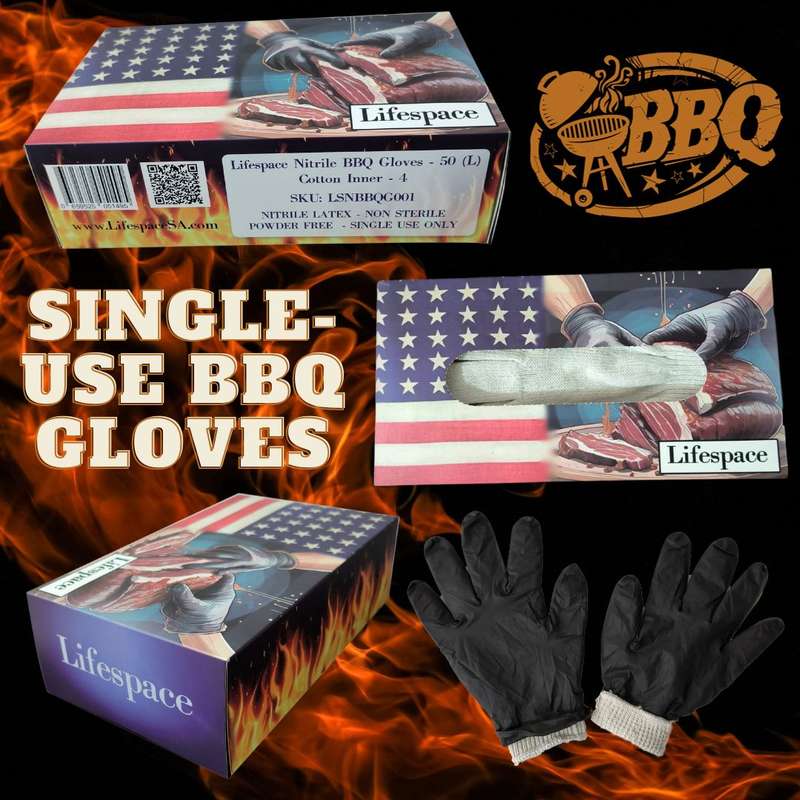 Lifespace Nitrile BBQ Gloves with Cotton Inner
