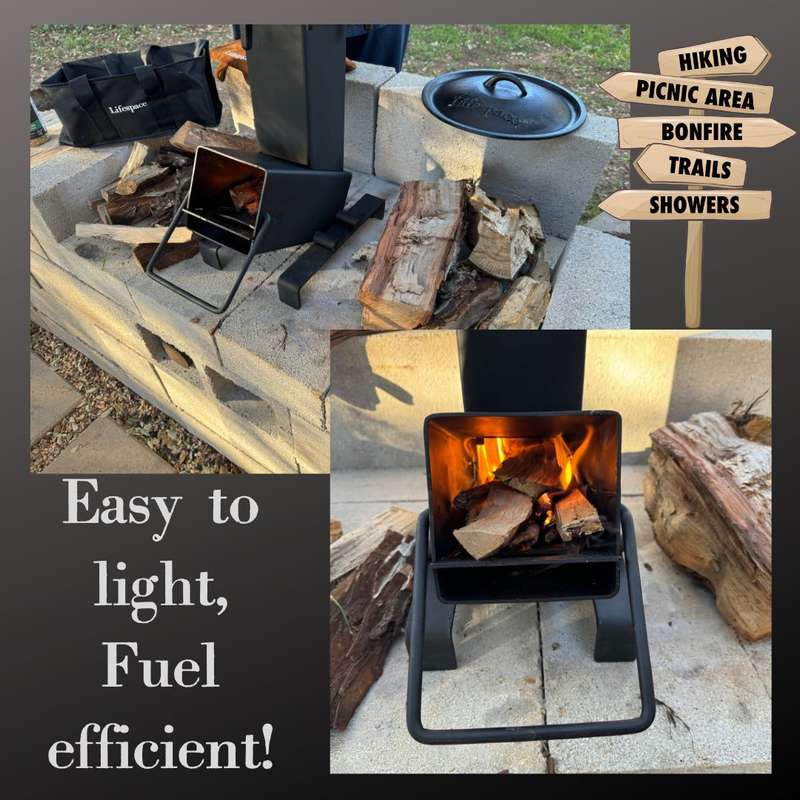Lifespace Portable Camping Rocket Stove with FREE Storage Bag