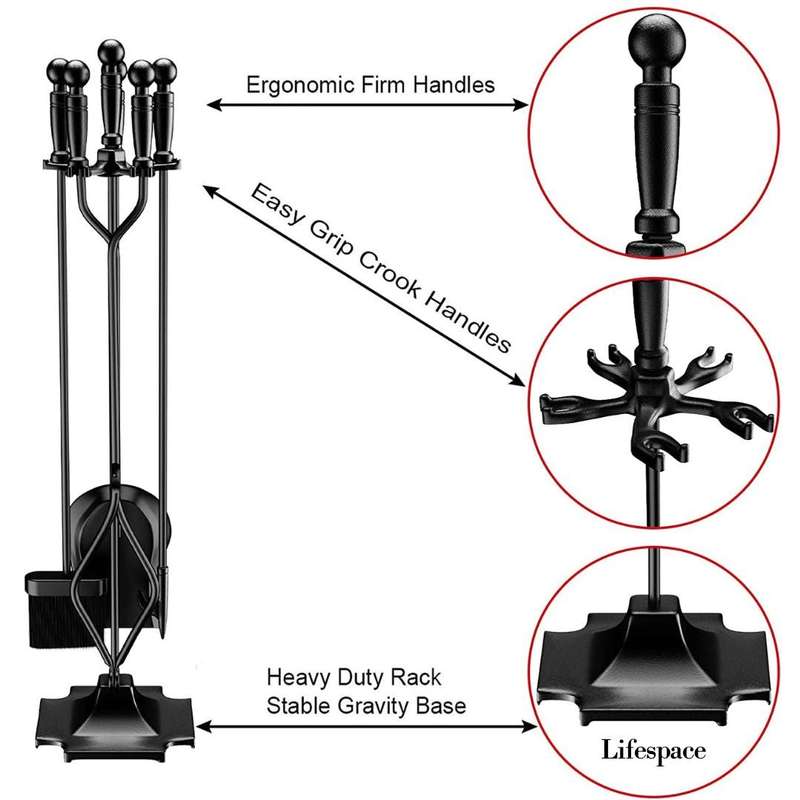 Lifespace Premium 5pce Fireside Fireplace Tool Set