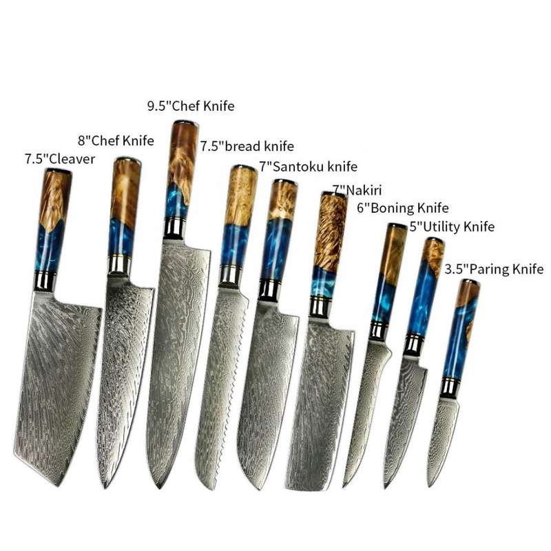 Lifespace Premium 7,5" Bread Knife w/ Resin Handle & Full Tang Damascus Blade