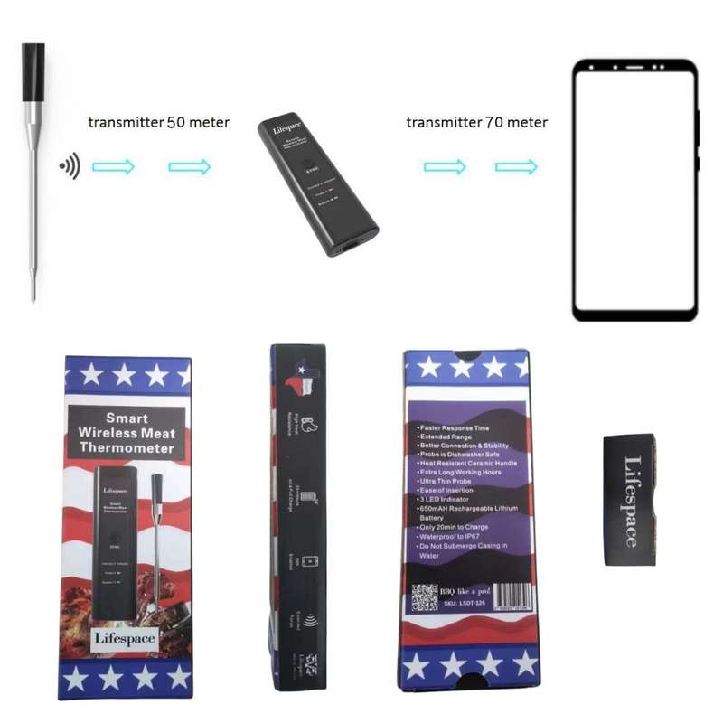 Lifespace Premium Smart Bluetooth Probe Thermometer - 2024 improved model