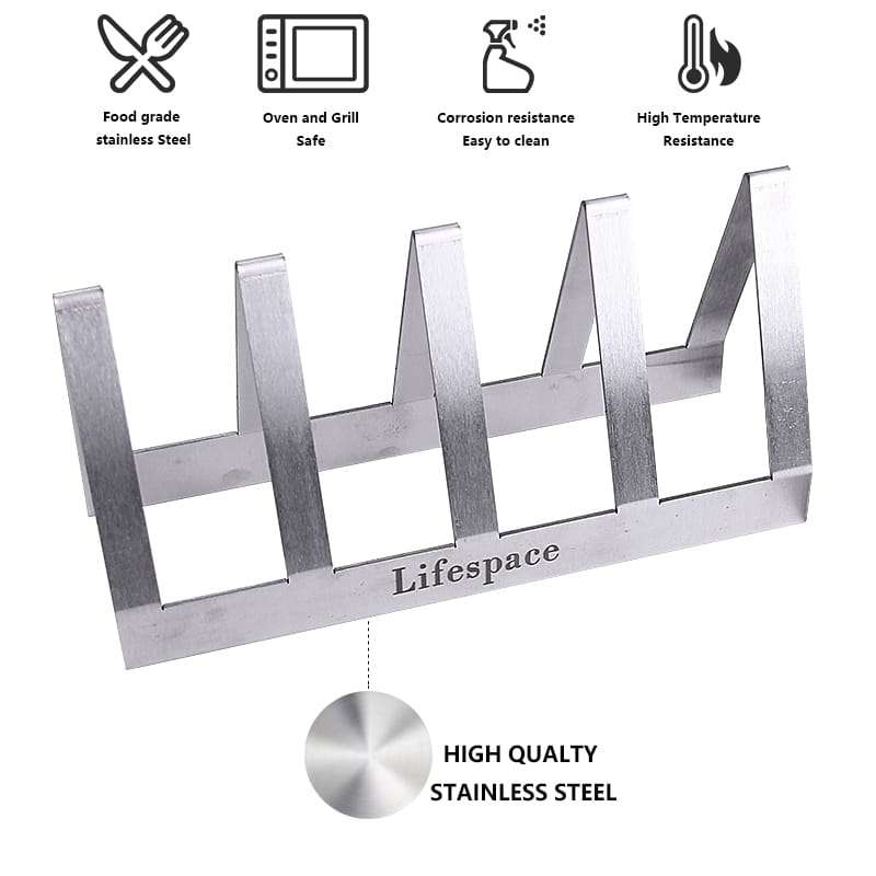 Lifespace Premium Stainless Steel T-Bone / Chop Rack - 4 Slot (2 pack)