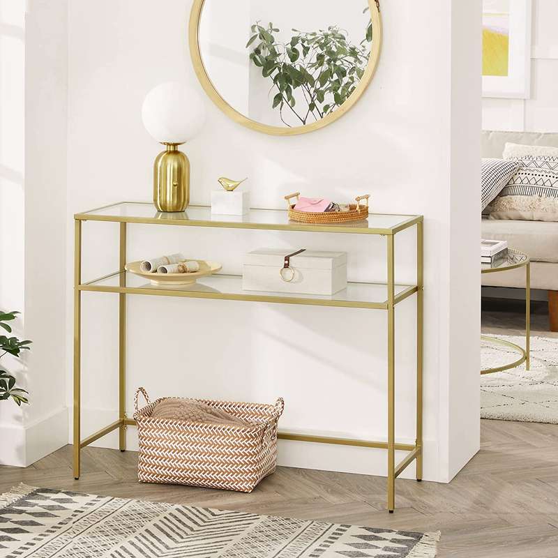 Lifespace Quality Console Hall Table with Gold Frame