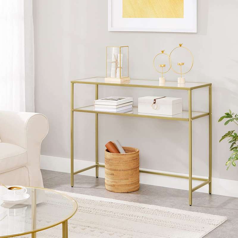Lifespace Quality Console Hall Table with Gold Frame