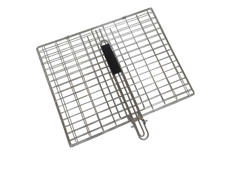 Lifespace Quality Large Braai Grid Basket with Folding Handle - Chrome
