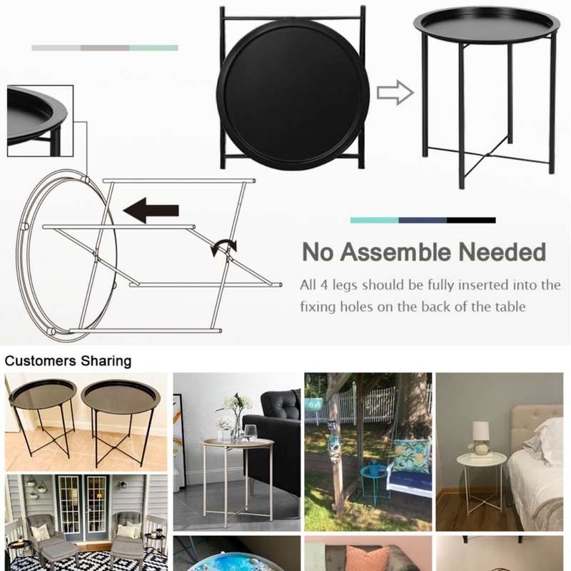 Lifespace Quality Round Patio Side End Table - Black