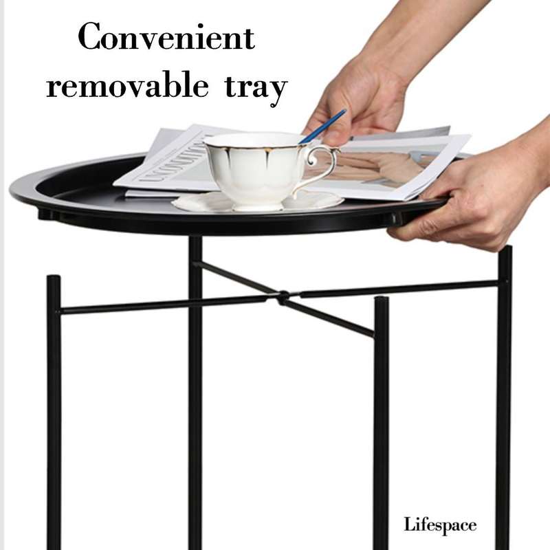 Lifespace Quality Round Patio Side End Table - Black