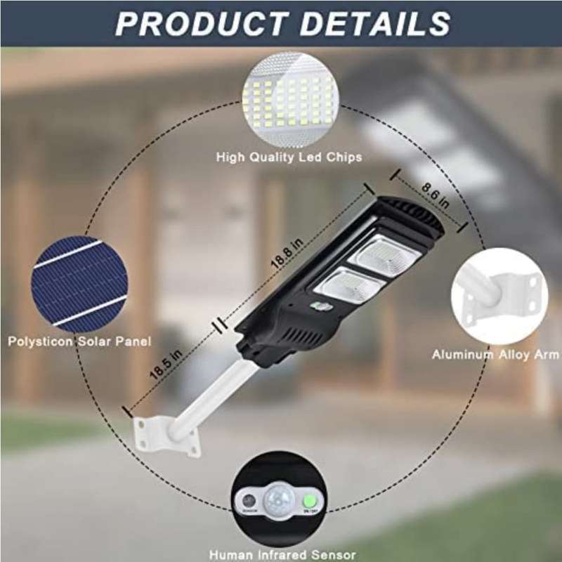 Lifespace Quality Solar Street Light with Mounting Pole - 100 watts
