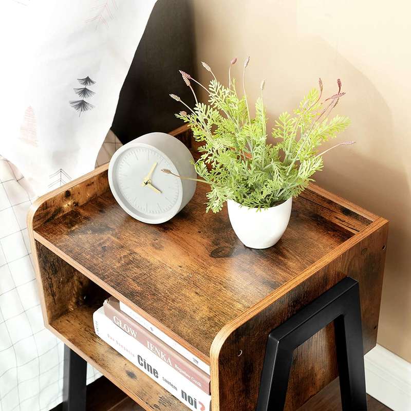 Lifespace Retro Industrial Nightstand Stackable Side Table / Night Stand