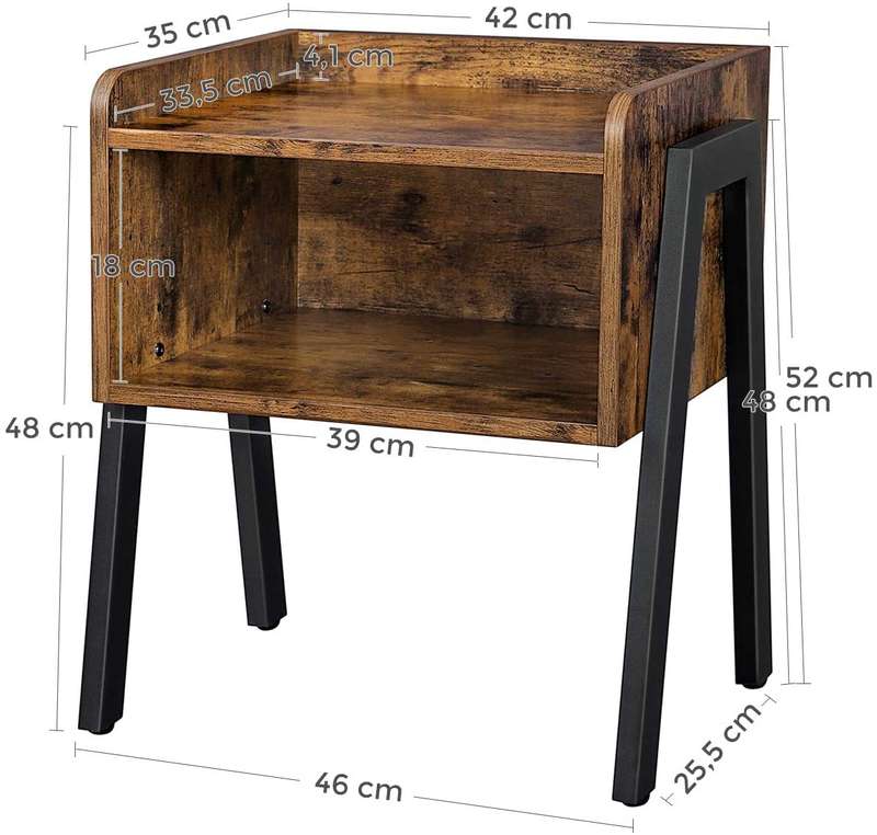 Lifespace Retro Industrial Nightstand Stackable Side Table / Night Stand