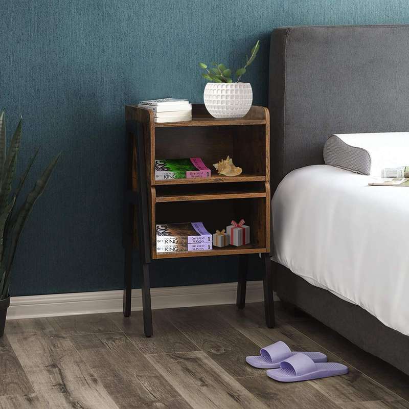 Lifespace Retro Industrial Nightstand Stackable Side Table / Night Stand